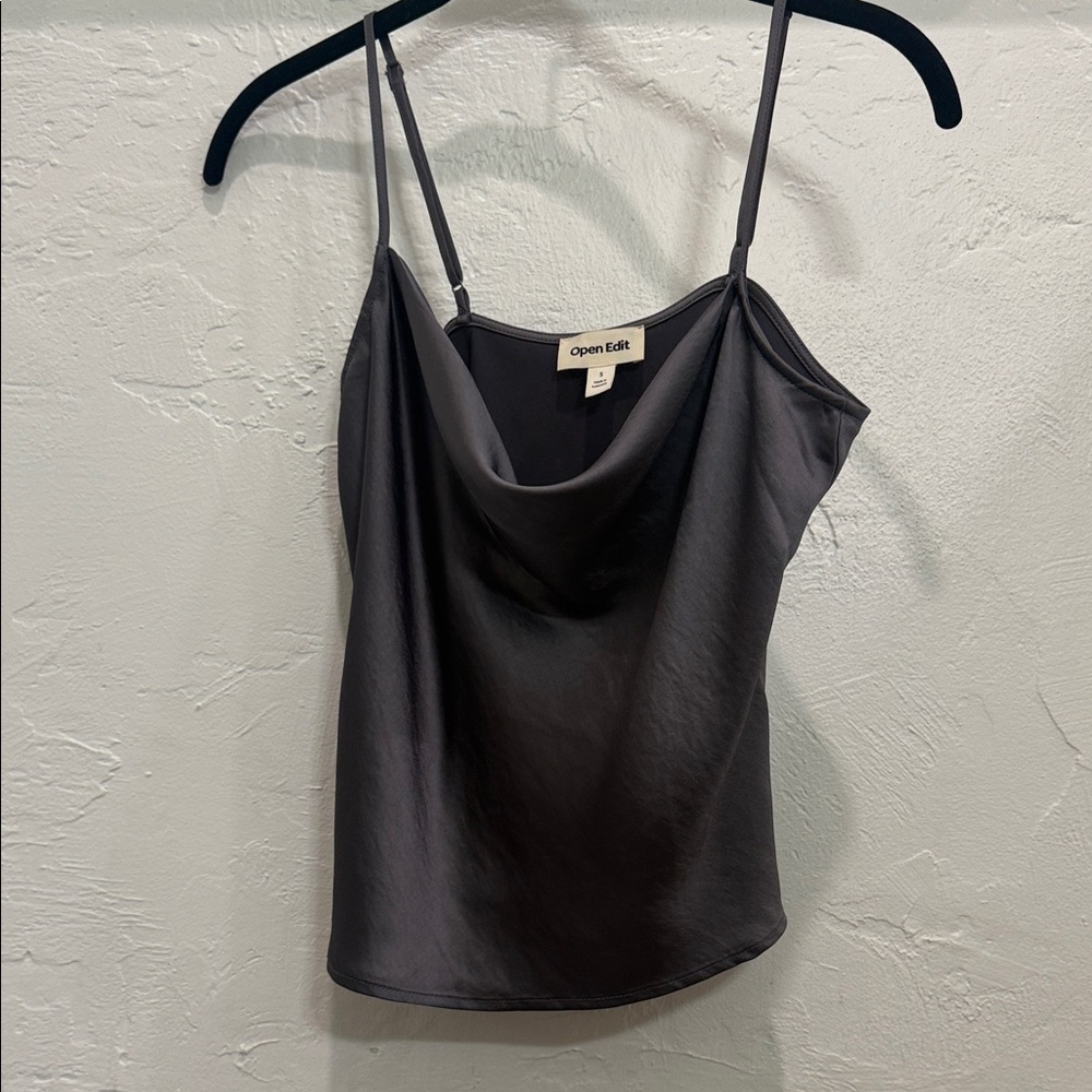 Open Edit Women's Dark Gray Cowl Neck Camisole